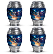 Misty Blue Baseball Cremation Urn urn with complimentary velvet bag - regal baseball design with crown-inspired accents - 10 inch aluminum urn for cremated remains