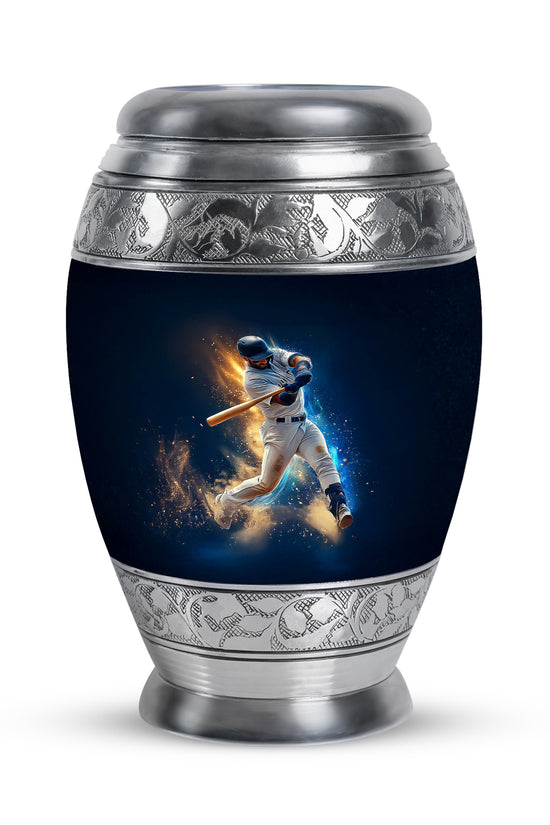 Radiant Baseball Memorial Cremation Urns - Blue 10-inch, 200 cu in - Yatskia