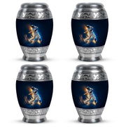 Calming Blue Baseball Cremation Urn urn with complimentary velvet bag - royal baseball engraving with decorative scrollwork - 10 inch aluminum urn for cremated remains