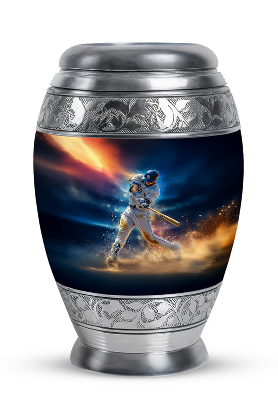 Personalized Blue Heavenly Baseball Cremation Urns for Human Ashes - 10-inch, 200 cu in - Yatskia