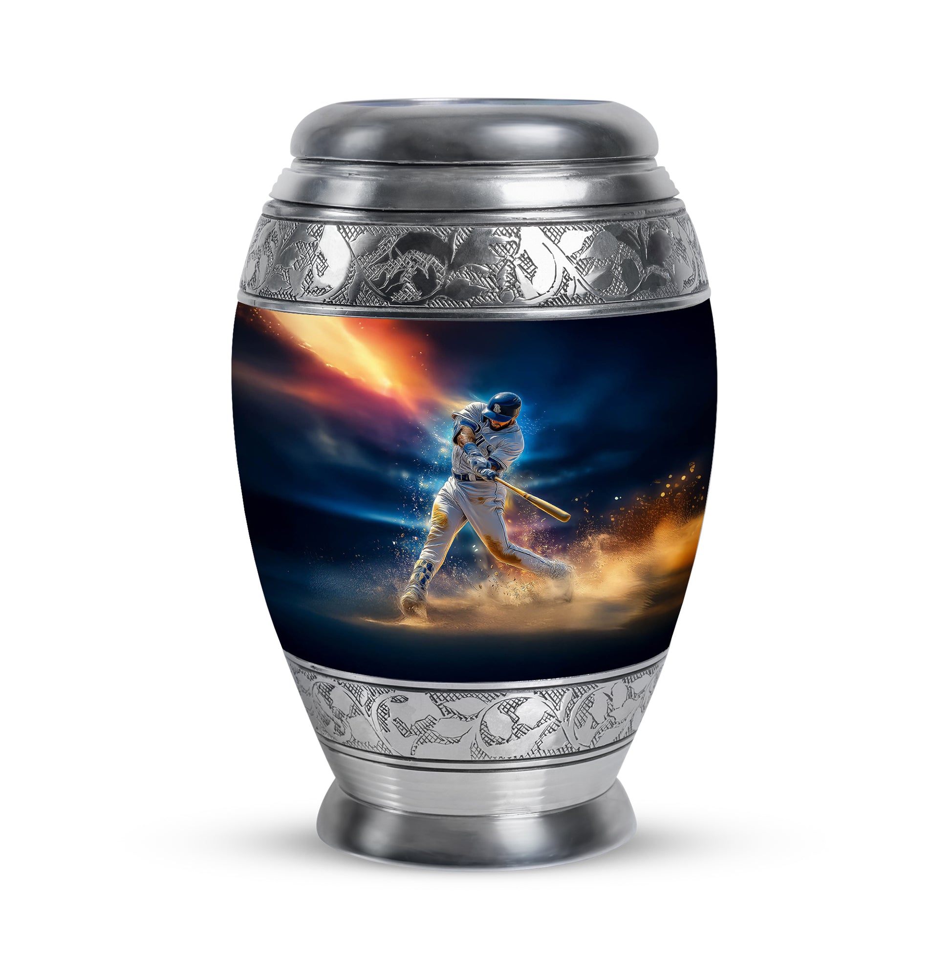 Personalized Blue Heavenly Baseball Cremation Urns for Human Ashes - 10-inch, 200 cu in - Yatskia