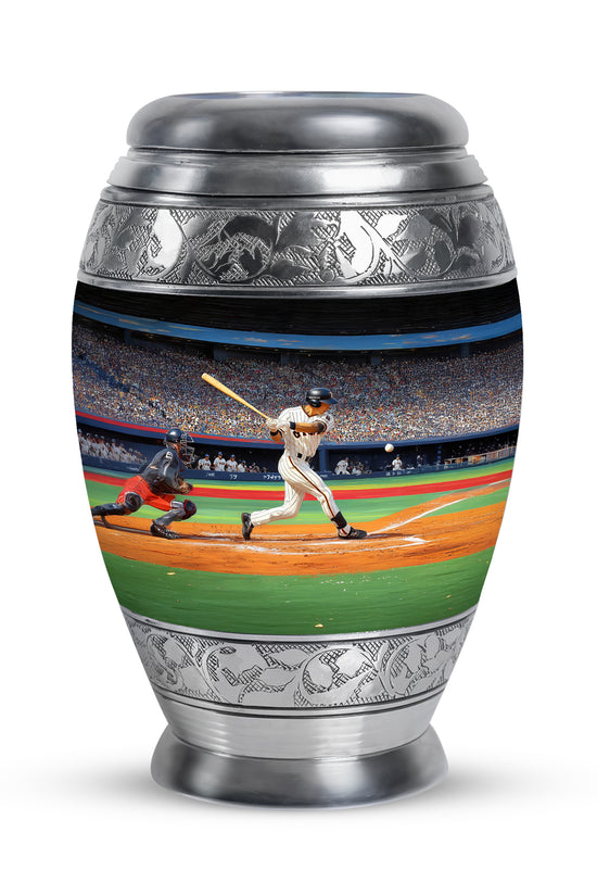 Lustrous Baseball Cremation Urns for Human Ashes - Black 10-inch - Yatskia