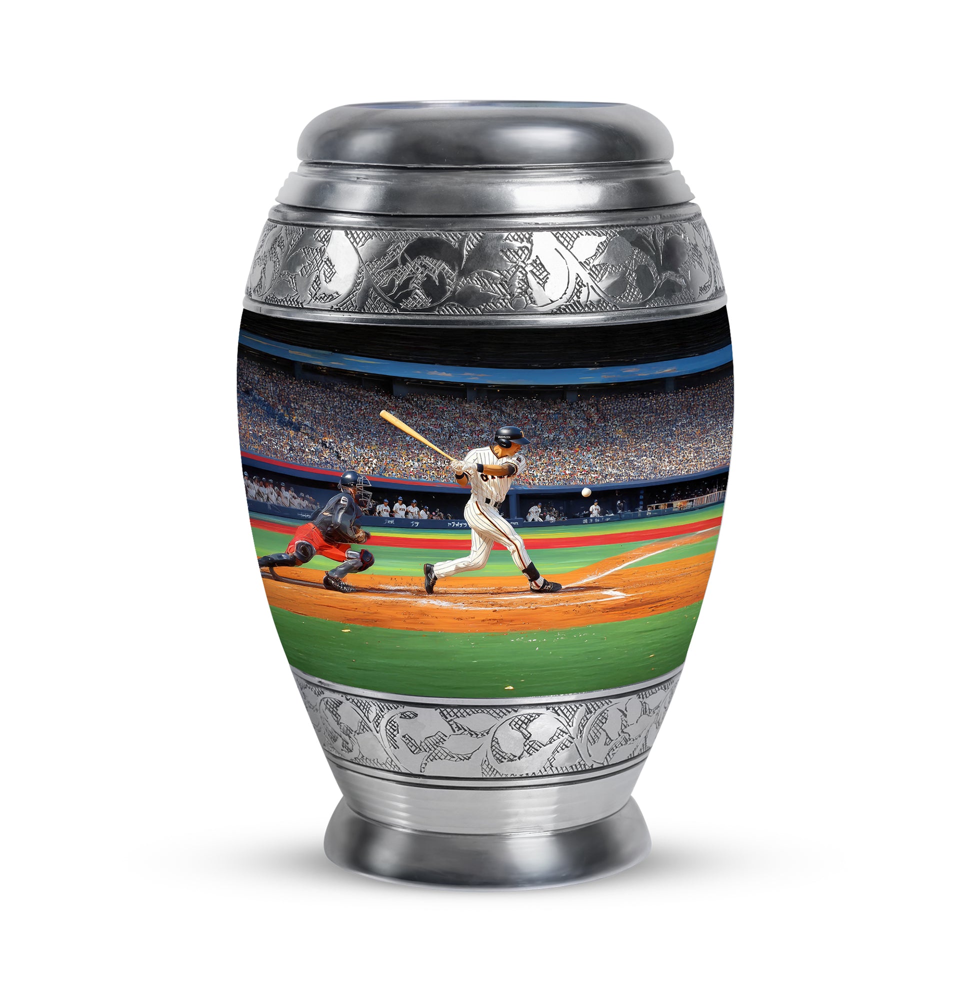 Lustrous Baseball Cremation Urns for Human Ashes - Black 10-inch - Yatskia