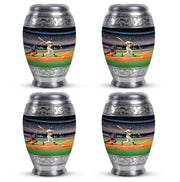 Charcoal Black Baseball Cremation Urn urn with complimentary velvet bag - royal baseball engraving with decorative scrollwork - 10 inch aluminum urn for cremated remains
