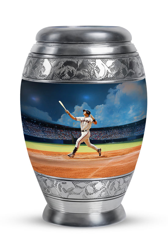 Blue Baseball Blessing Cremation Urns for Human Ashes - 10-inch, 200 cu in - Yatskia