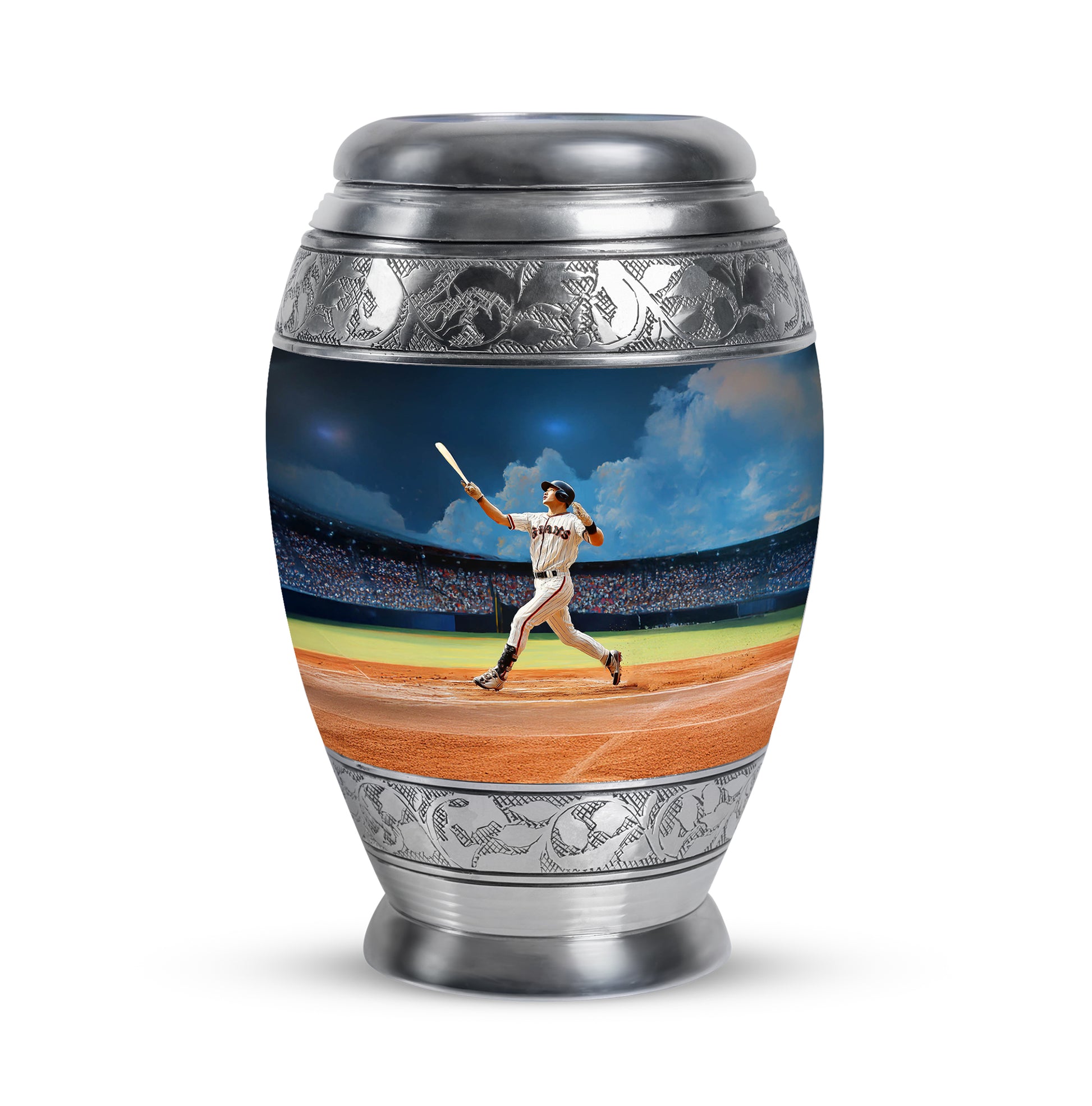 Blue Baseball Blessing Cremation Urns for Human Ashes - 10-inch, 200 cu in - Yatskia