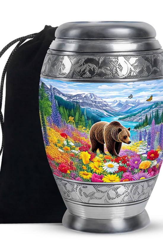 Mountain Bear Memorial Urn - Nature Cremation Urn For Adult
