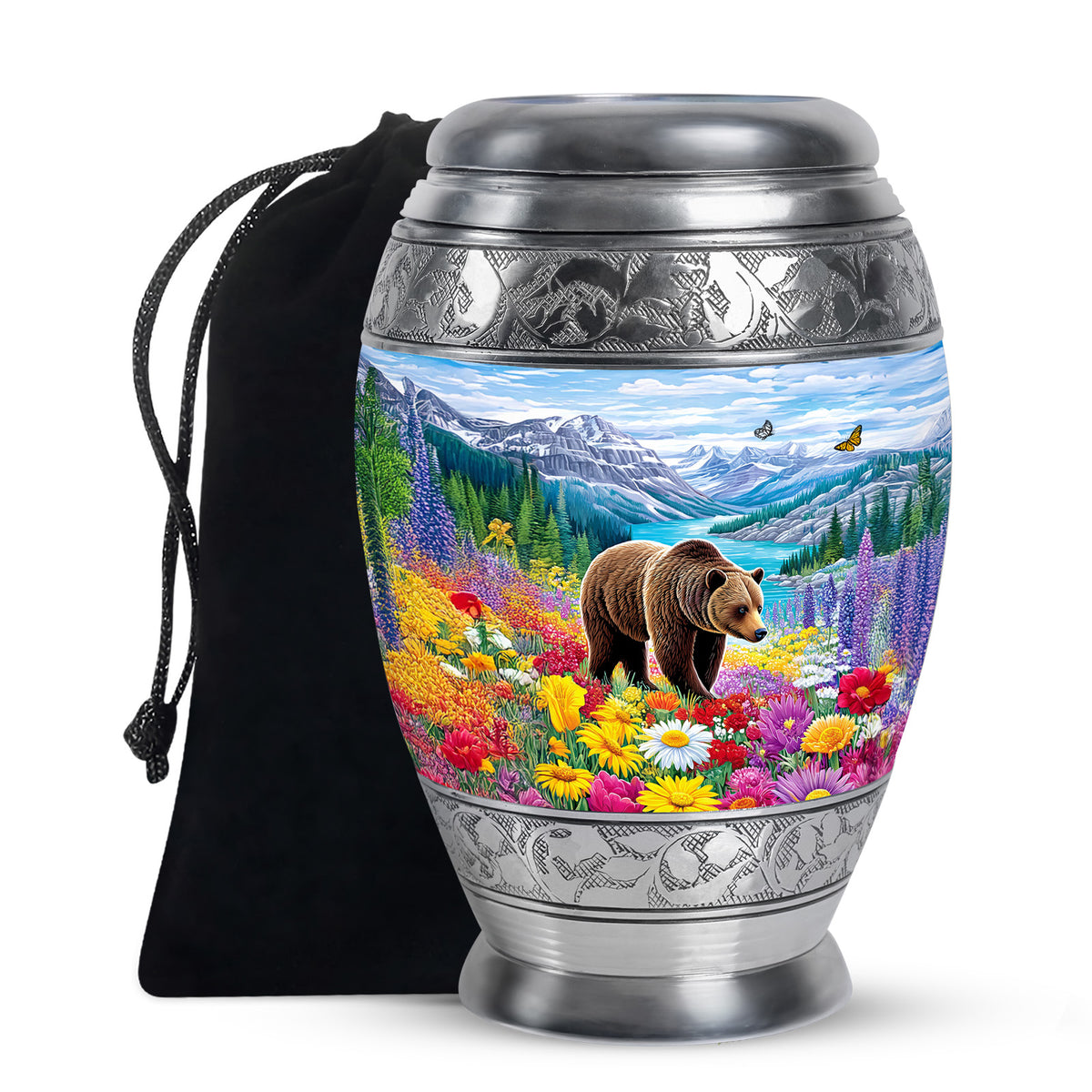 Mountain Bear Memorial Urn - Nature Cremation Urn For Adult