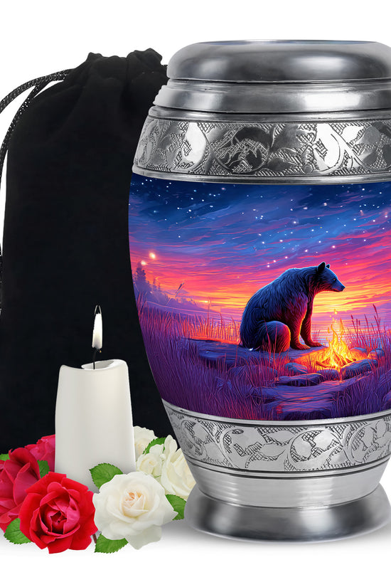 Brown Bear Memorial Urn - Mountain Cremation Urn For Male & Female