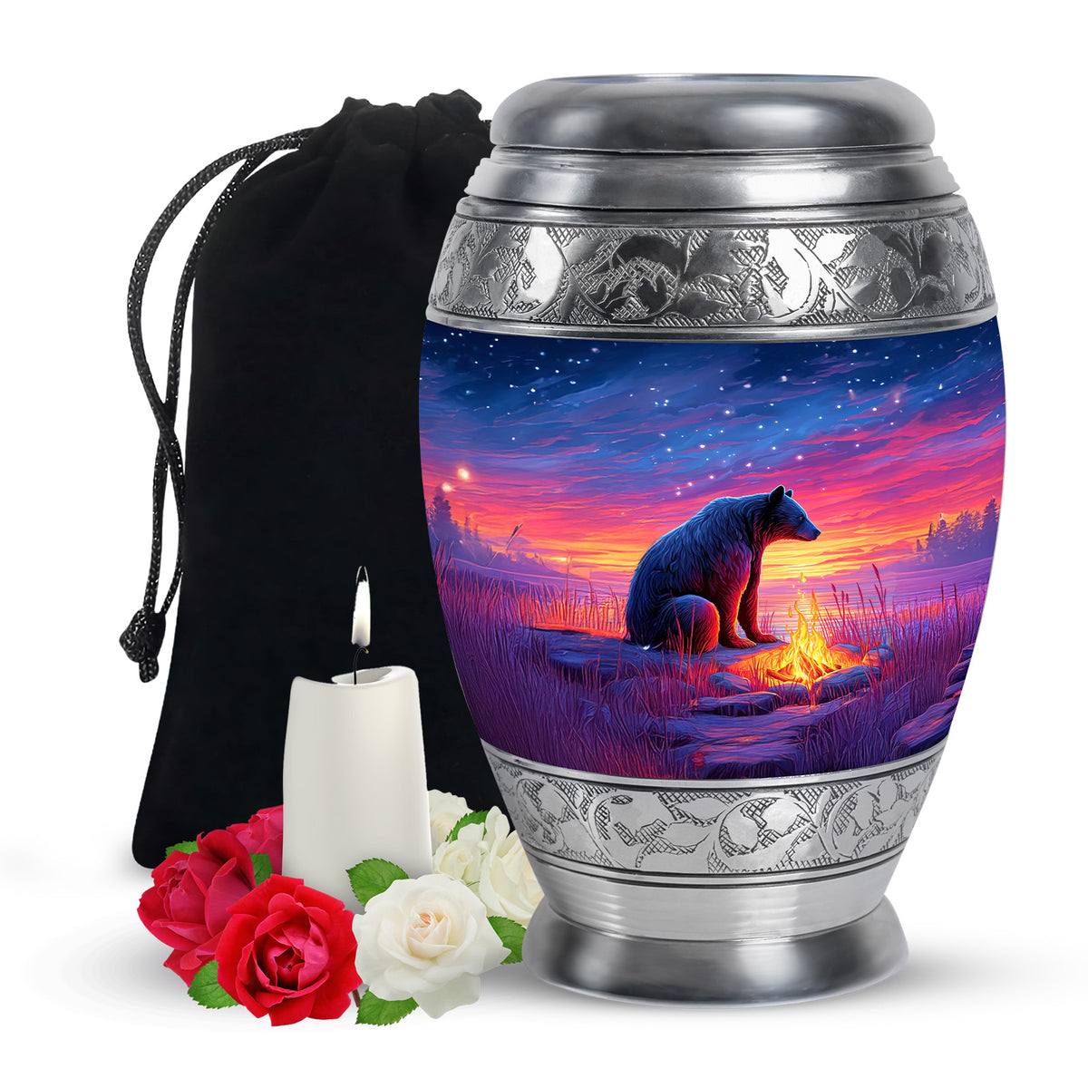 Brown Bear Memorial Urn - Mountain Cremation Urn For Male & Female