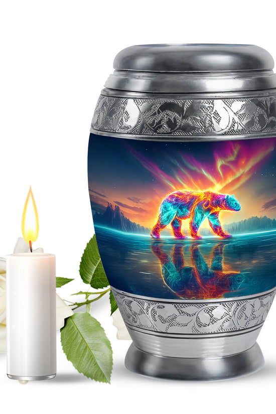Personalized Magnificent Bear Cremation Urns - Blue 10-inch, 200 cu in - Yatskia