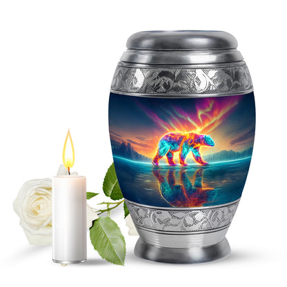 Personalized Magnificent Bear Cremation Urns - Blue 10-inch, 200 cu in - Yatskia