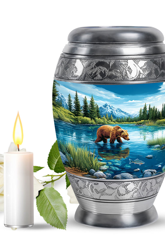 Inspiring Blue Bear Homage Urn for Human Ashes - 10-inch, 200 cu in - Yatskia