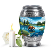 Inspiring Blue Bear Homage Urn for Human Ashes - 10-inch, 200 cu in - Yatskia