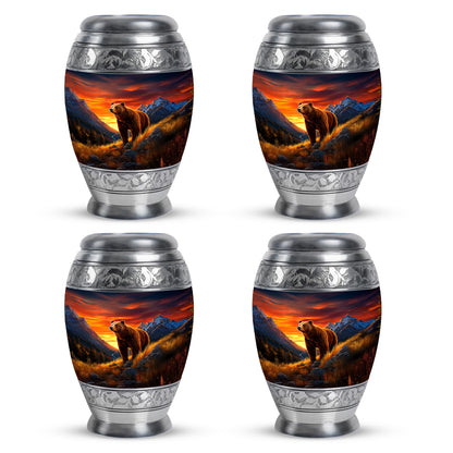 Indigo Bear Cremation Urn urn with complimentary velvet bag - regal bear design with crown-inspired accents - 10 inch aluminum urn for cremated remains