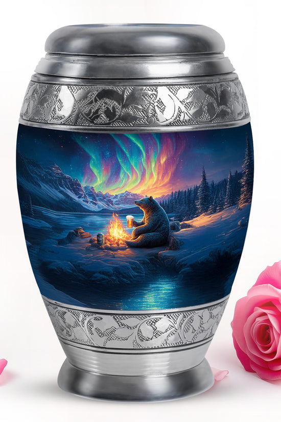 Resplendent Blue Bear Cremation Urn for Ashes - 10-inch, 200 cu in - Yatskia