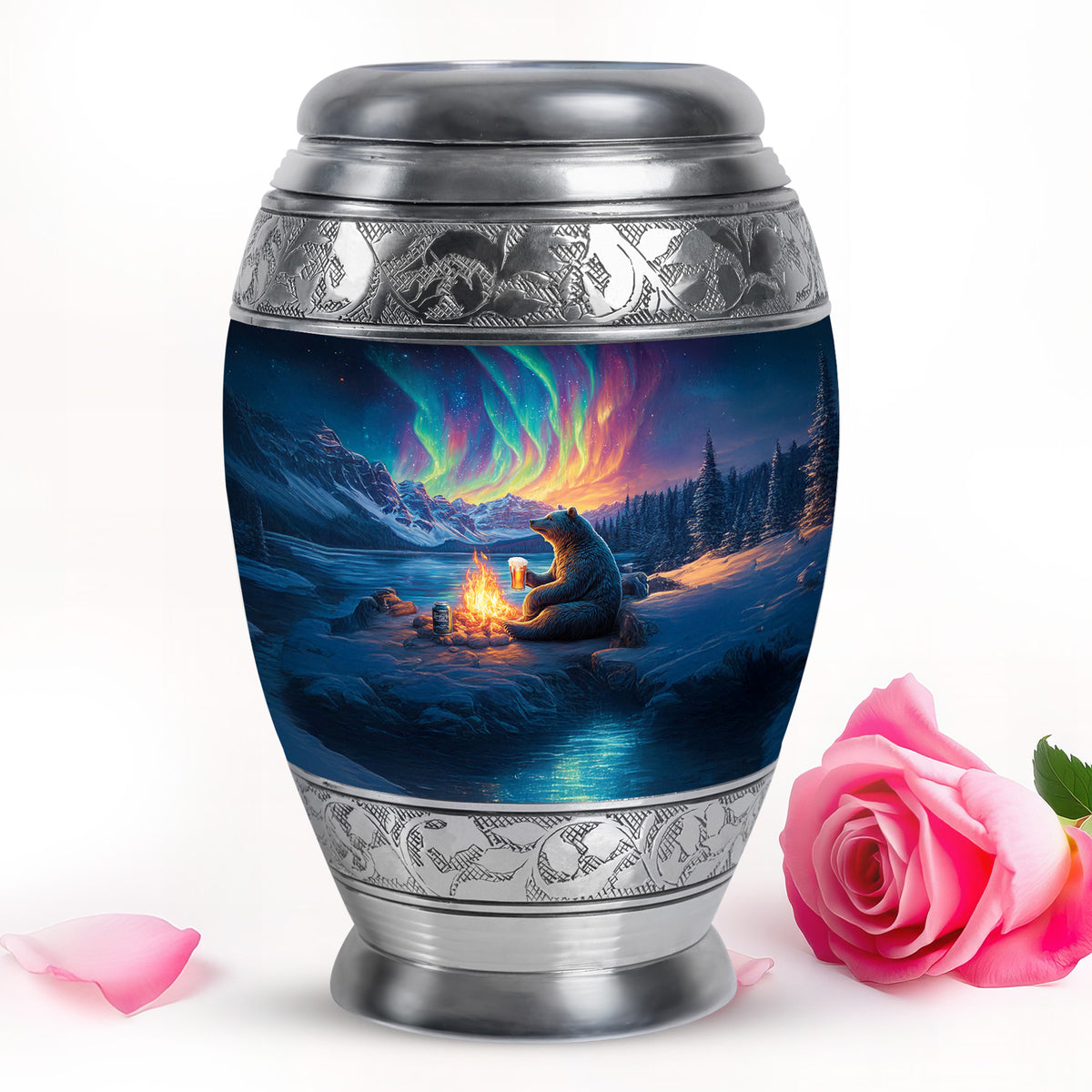 Resplendent Blue Bear Cremation Urn for Ashes - 10-inch, 200 cu in - Yatskia