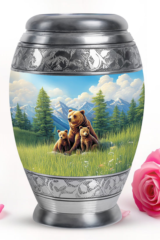 Radiant Bear Memorial Cremation Urns - Blue 10-inch, 200 cu in - Yatskia