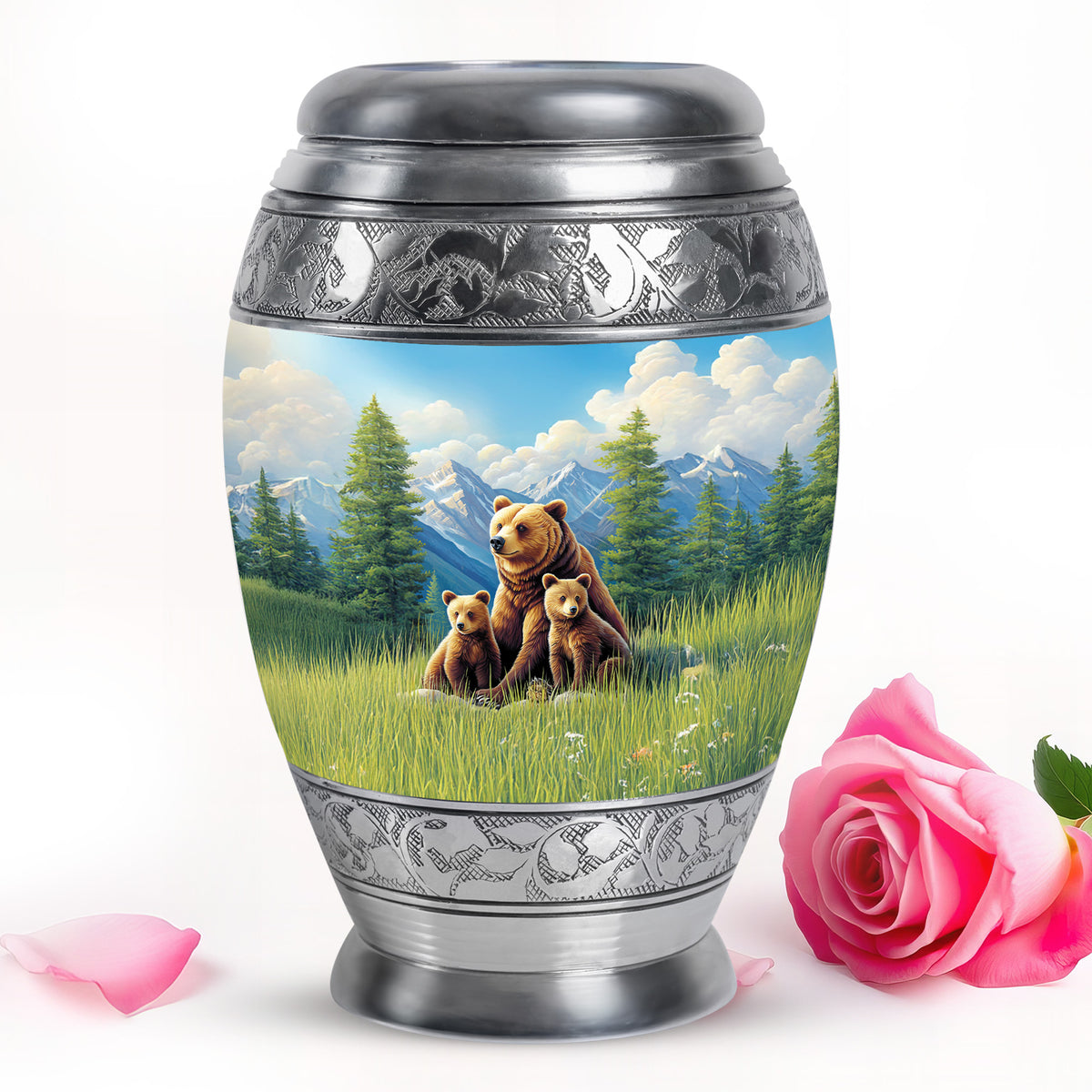 Radiant Bear Memorial Cremation Urns - Blue 10-inch, 200 cu in - Yatskia