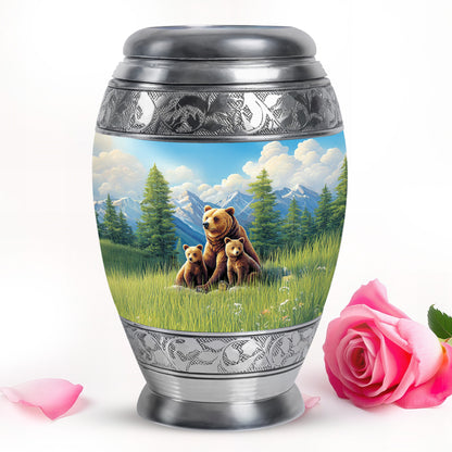 Radiant Bear Memorial Cremation Urns - Blue 10-inch, 200 cu in - Yatskia