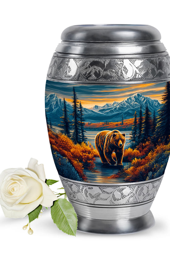 Blue Beloved Bear Cremation Urns for Human Ashes - 10-inch, 200 cu in - Yatskia
