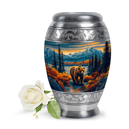 Blue Beloved Bear Cremation Urns for Human Ashes - 10-inch, 200 cu in - Yatskia