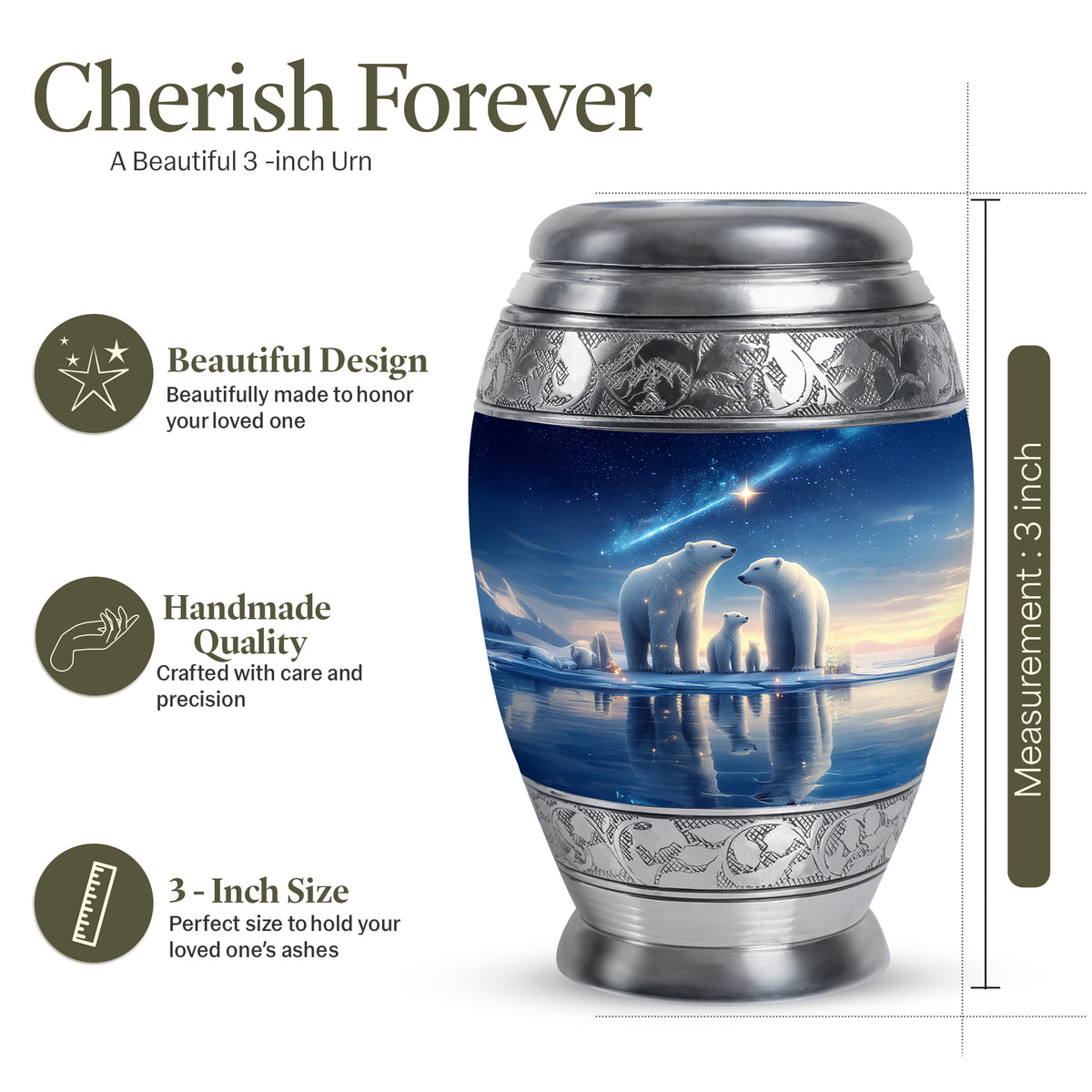 Sky Blue Bear Cremation Urn lifestyle display on memorial shelf - regal bear design with crown-inspired accents - mini keepsake memorial for portion of cremation ashes