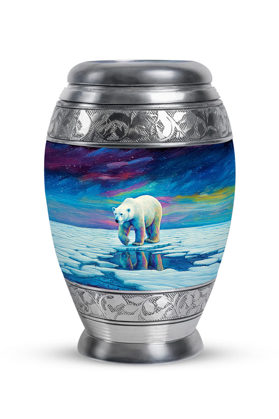 Blue Stately Bear Cremation Urns for Human Ashes - 10-inch, 200 cu in - Yatskia