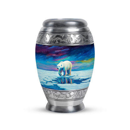 Blue Stately Bear Cremation Urns for Human Ashes - 10-inch, 200 cu in - Yatskia