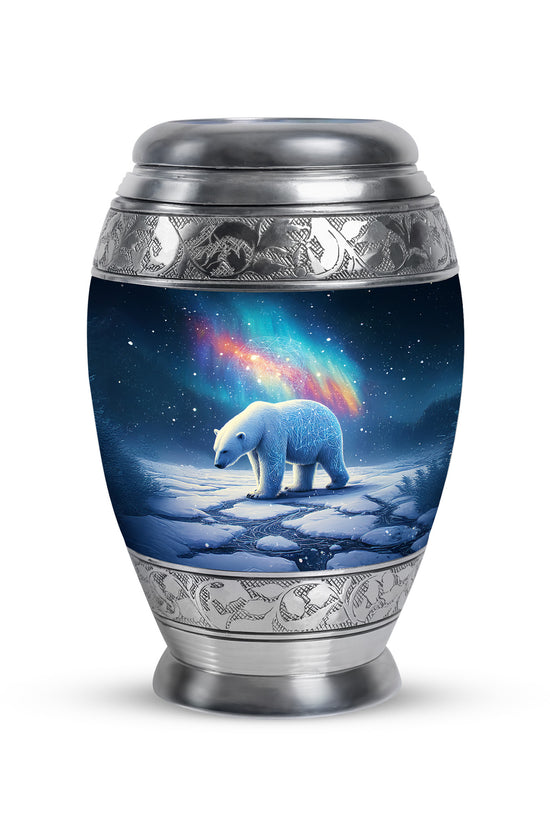 Personalized Blue Revered Bear Cremation Urns for Human Ashes - 10-inch, 200 cu in - Yatskia
