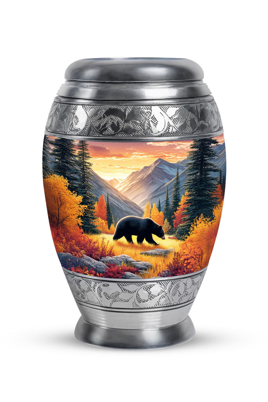 Personalized Gold Steadfast Bear Cremation Urns for Human Ashes - 10-inch, 200 cu in - Yatskia