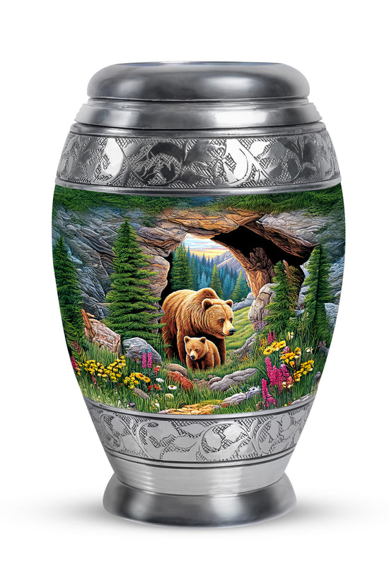 Ethereal Bear Memorial Cremation Urns - Green 10-inch, 200 cu in - Yatskia