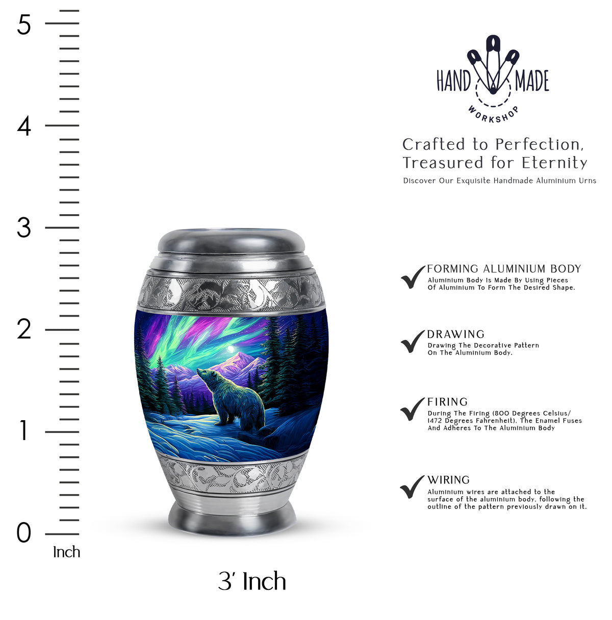 Celestial Blue Bear Cremation Urn lifestyle display on memorial shelf - regal bear design with crown-inspired accents - mini keepsake memorial for portion of cremation ashes