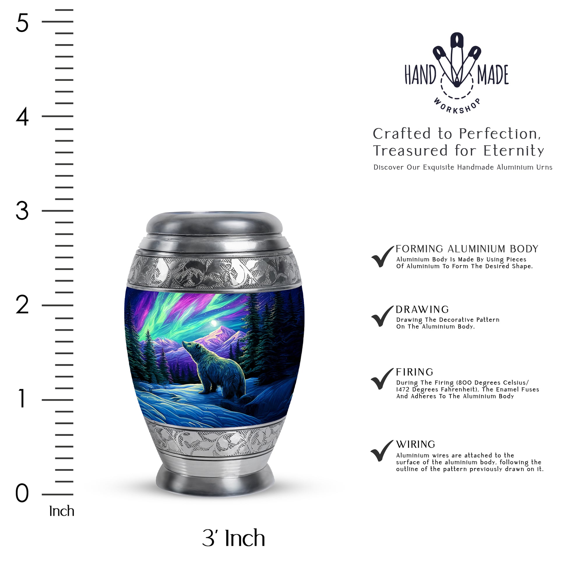 Celestial Blue Bear Cremation Urn lifestyle display on memorial shelf - regal bear design with crown-inspired accents - mini keepsake memorial for portion of cremation ashes