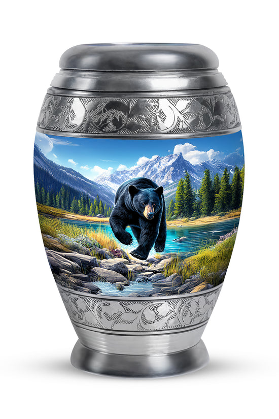 Blue Resounding Bear Memorial Urn for Ashes - 10-inch, 200 cu in - Yatskia