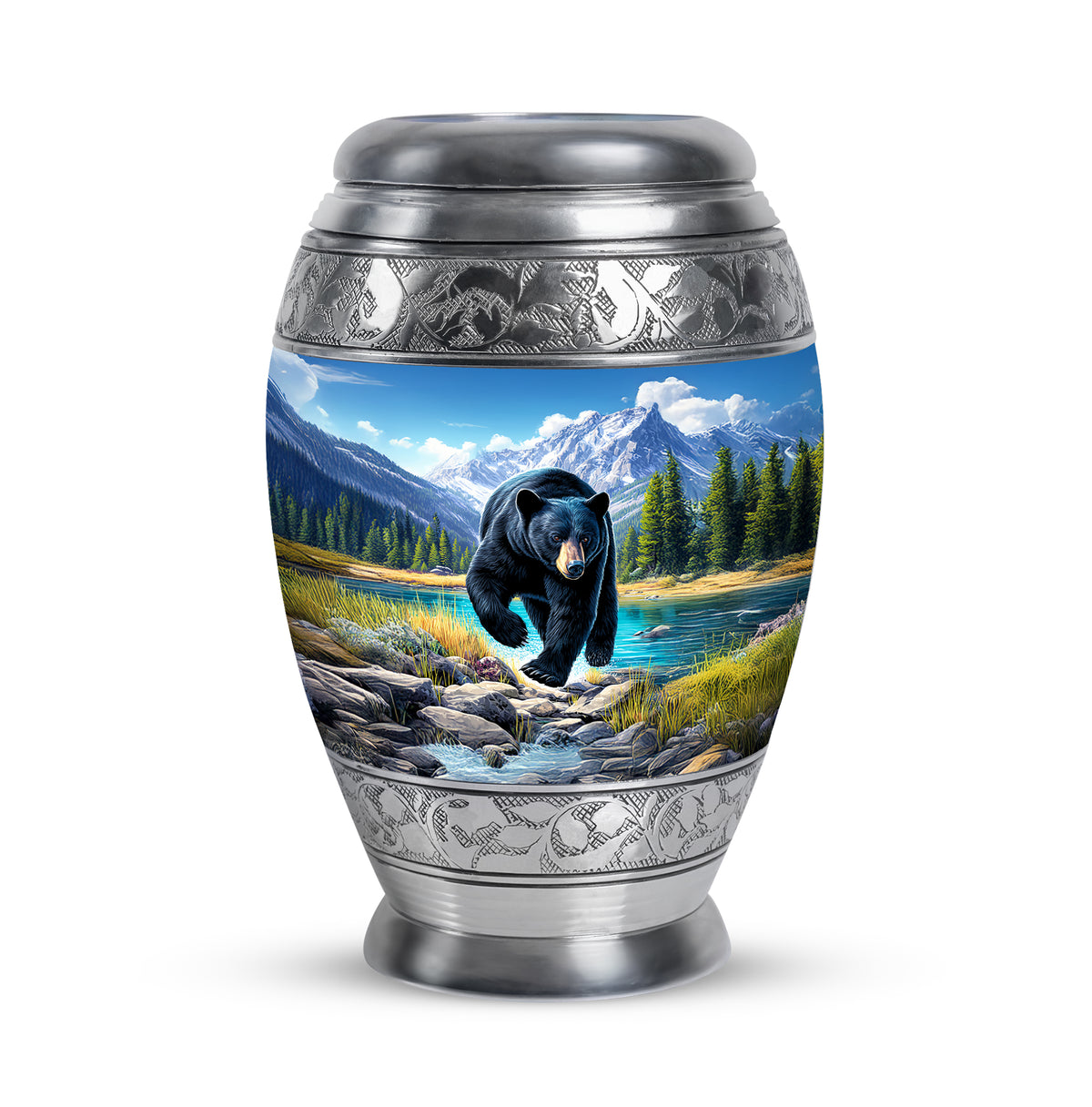 Blue Resounding Bear Memorial Urn for Ashes - 10-inch, 200 cu in - Yatskia