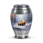 Personalized Silver Heavenly Bear Cremation Urns for Human Ashes - 10-inch, 200 cu in - Yatskia