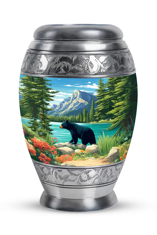 Resplendent Blue Bear Cremation Urn for Ashes - 10-inch, 200 cu in - Yatskia