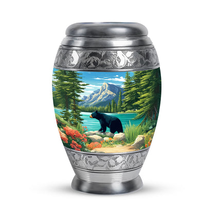 Resplendent Blue Bear Cremation Urn for Ashes - 10-inch, 200 cu in - Yatskia