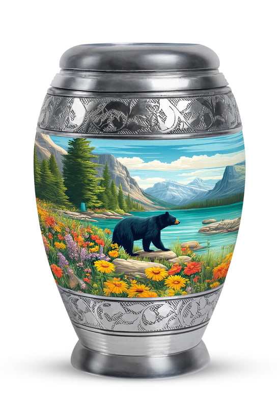 Distinguished Teal Bear Cremation Urn for Ashes - 10-inch, 200 cu in - Yatskia