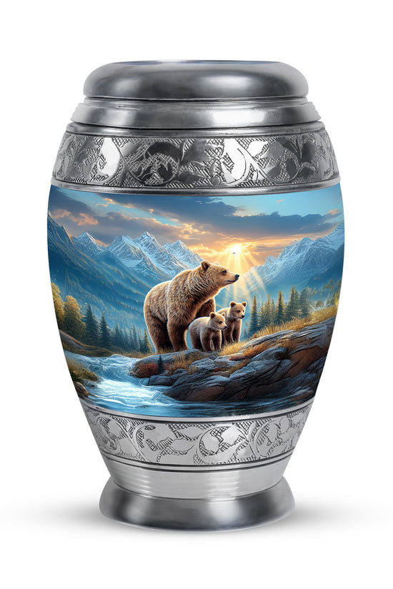 Harmonious Bear Cremation Urns for Human Ashes - Blue 10-inch - Yatskia