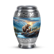 Harmonious Bear Cremation Urns for Human Ashes - Blue 10-inch - Yatskia