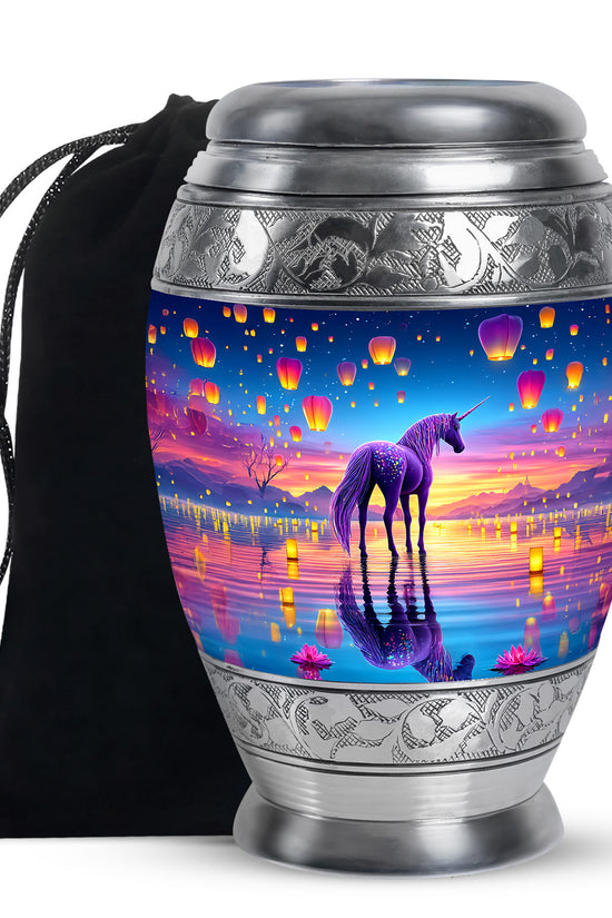 Sunset Unicorn Funeral Urn - Lantern Memorial Urn For Mother & Father