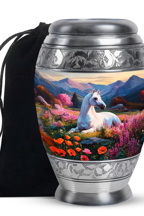 Nature Unicorn Cremation Urn – Flower Field Memorial Urn For Ashes