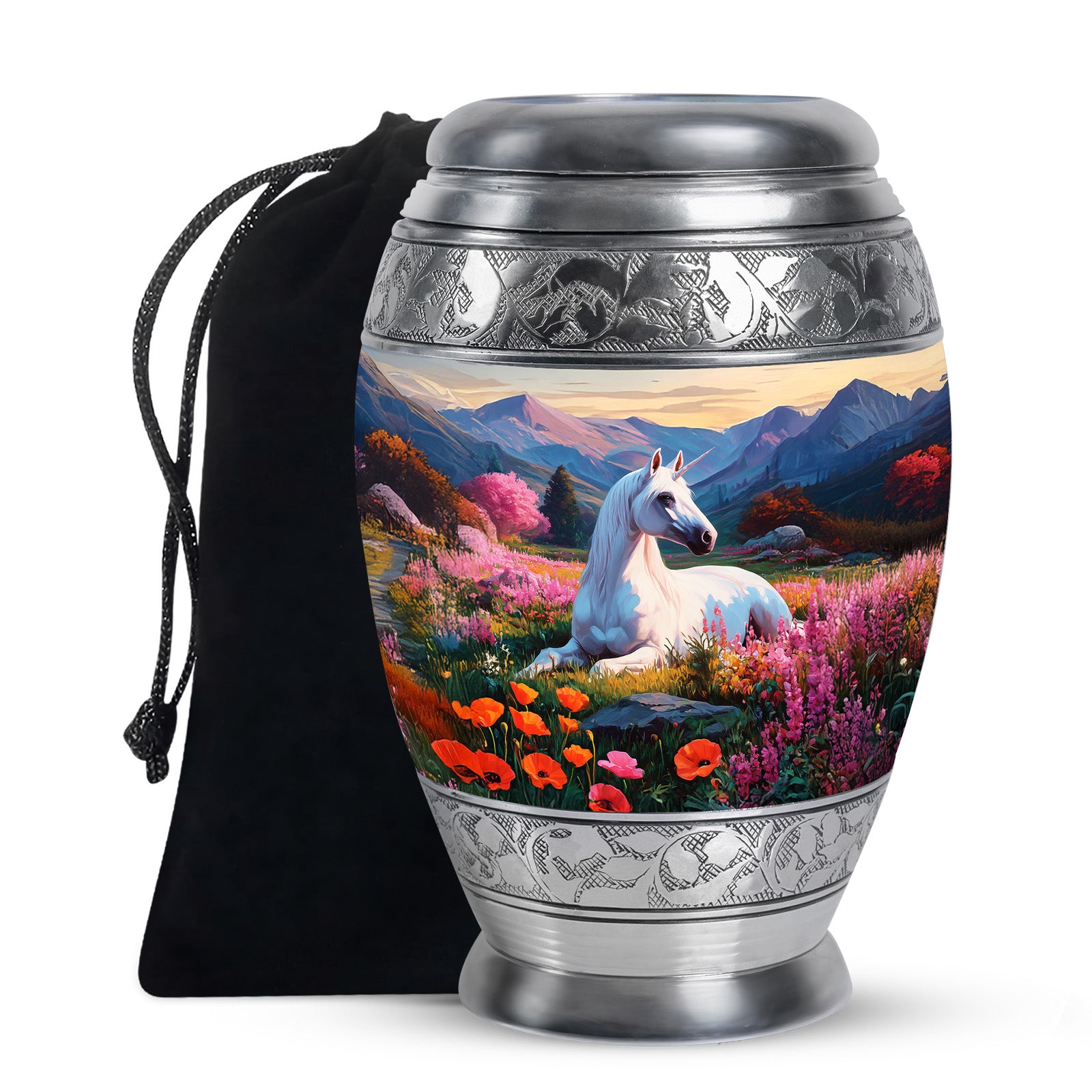 Nature Unicorn Cremation Urn – Flower Field Memorial Urn For Ashes