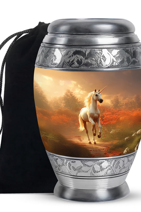Golden Unicorn Funeral Urn - Forest Memorial Urn For Loved Ones Ashes