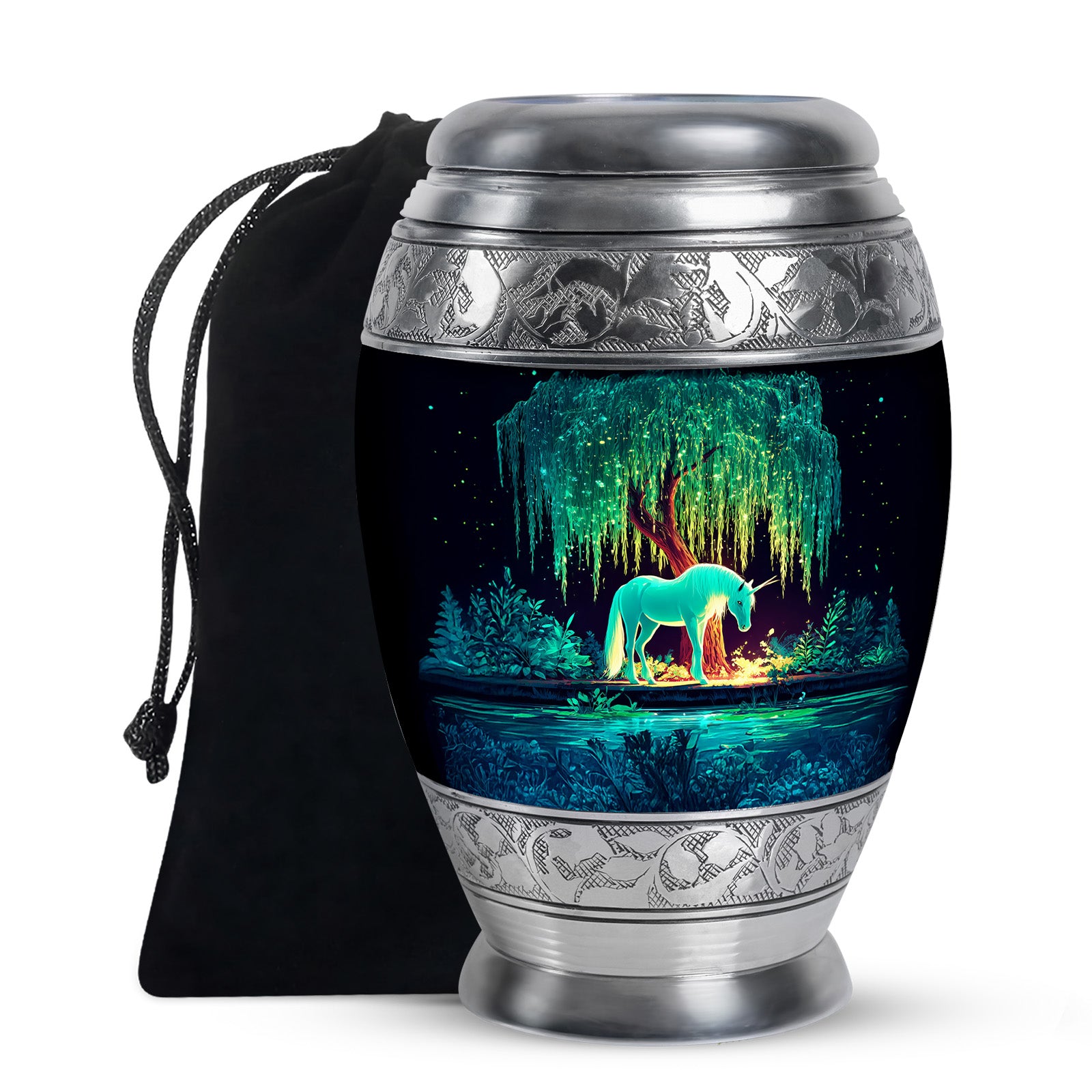 White Unicorn Memorial Urn - Glowing Tree Funeral Urn For Human Ashes