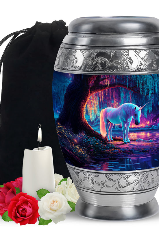 Neon Forest Unicorn Urn - Memorial Urn For Mother & Father