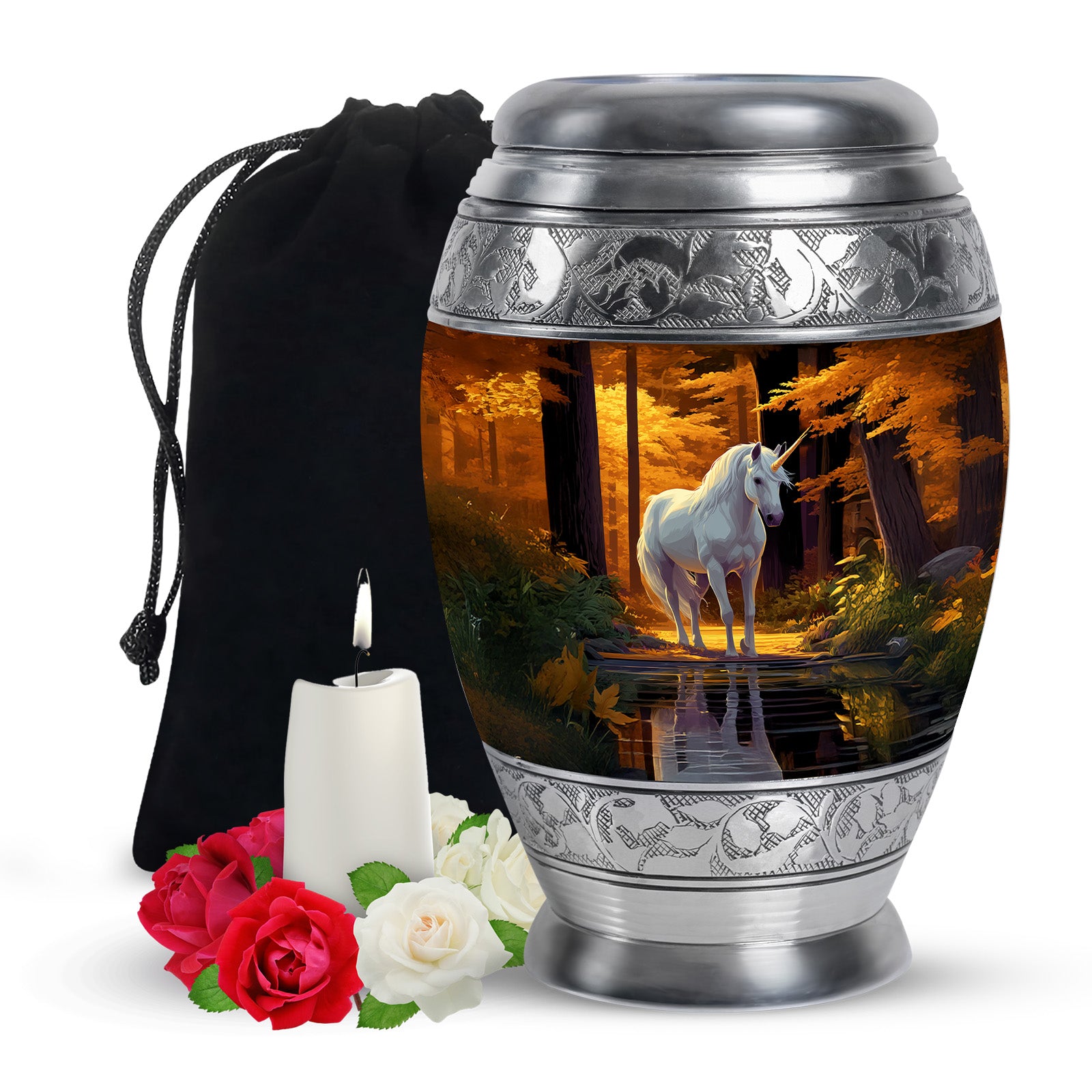 Unicorn Memorial Urn - Autumn Forest Cremation Urn For Adults Ashes