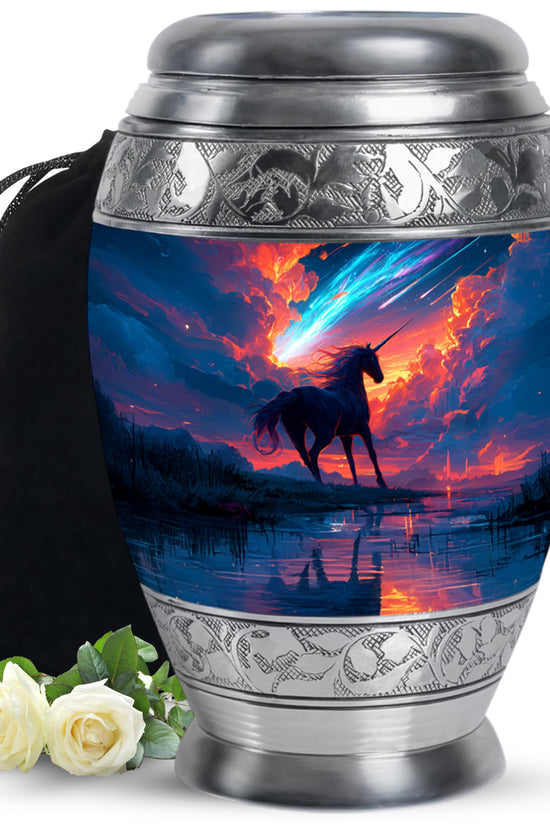 Artistic Unicorn Cremation Urn - Large Memorial Urn For Male & Female
